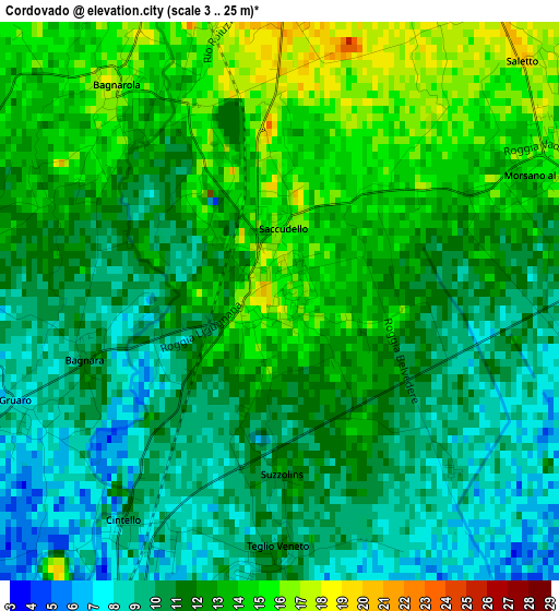 Cordovado elevation map