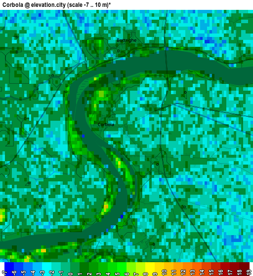 Corbola elevation map