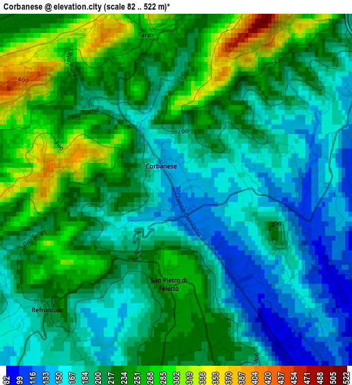 Corbanese elevation map