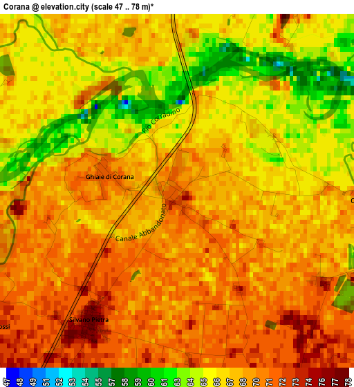 Corana elevation map