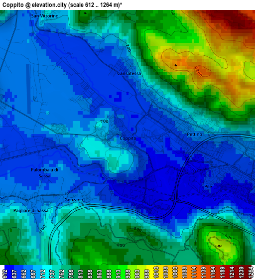 Coppito elevation map