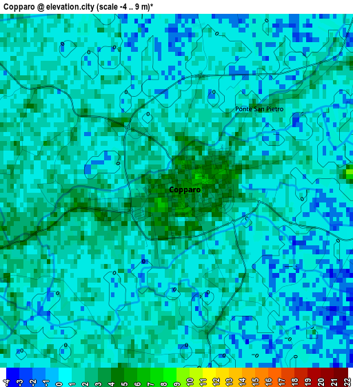 Copparo elevation map