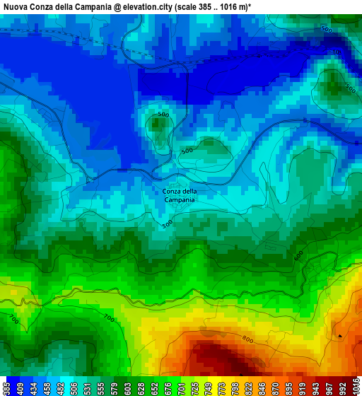 Nuova Conza della Campania elevation map