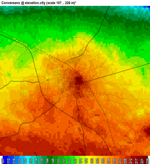 Conversano elevation map