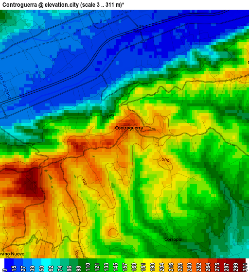 Controguerra elevation map