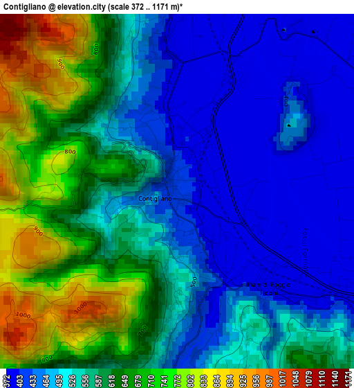 Contigliano elevation map