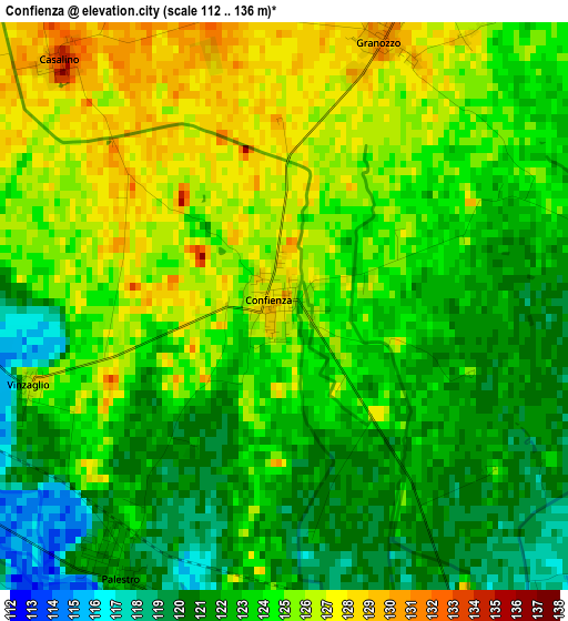 Confienza elevation map