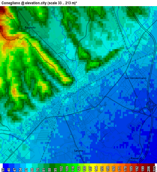 Conegliano elevation map