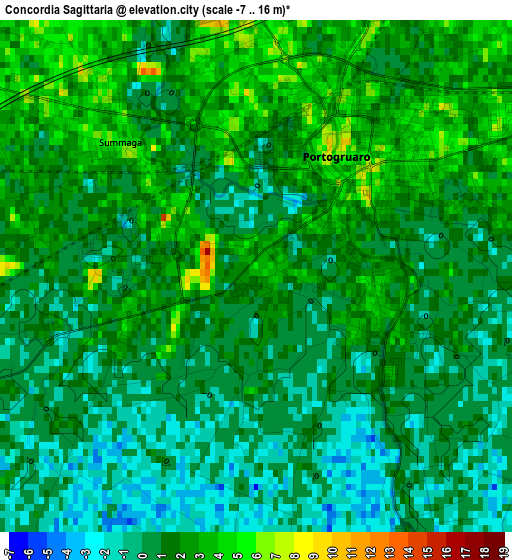 Concordia Sagittaria elevation map