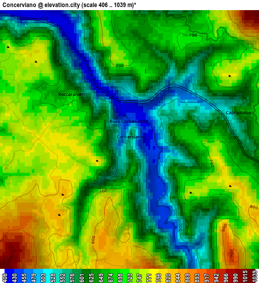 Concerviano elevation map