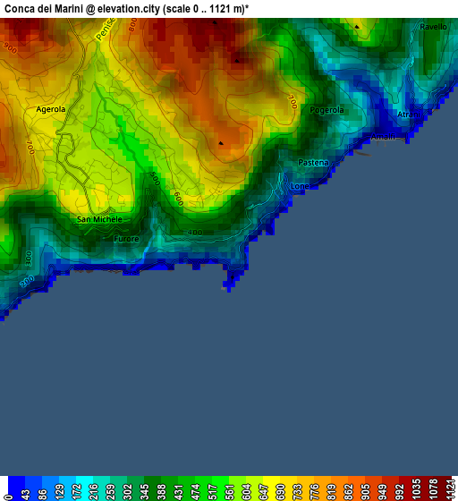 Conca dei Marini elevation map