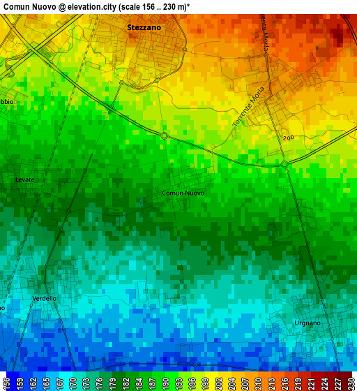 Comun Nuovo elevation map