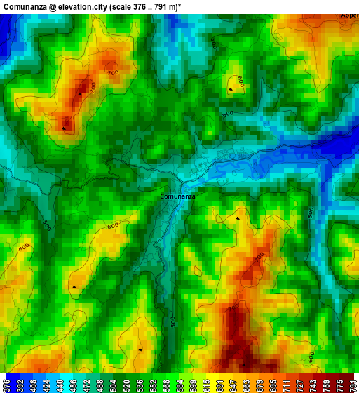 Comunanza elevation map