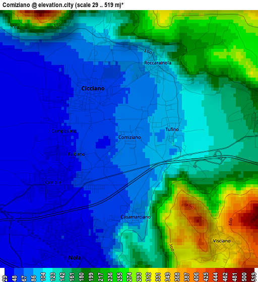 Comiziano elevation map