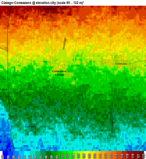 Cizzago-Comezzano elevation map