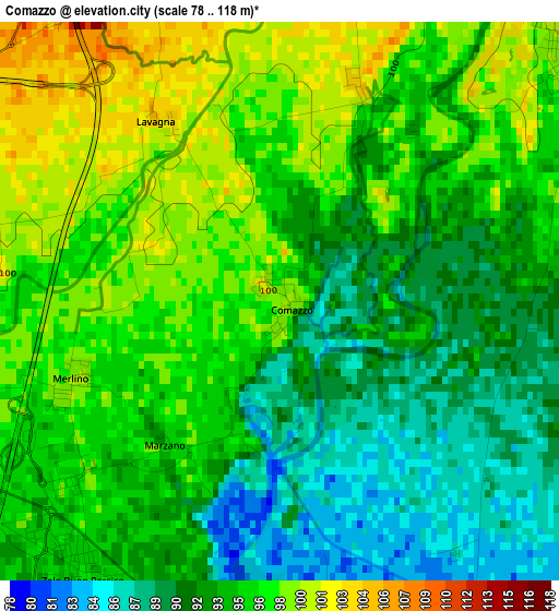 Comazzo elevation map