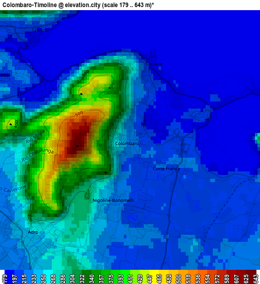 Colombaro-Timoline elevation map
