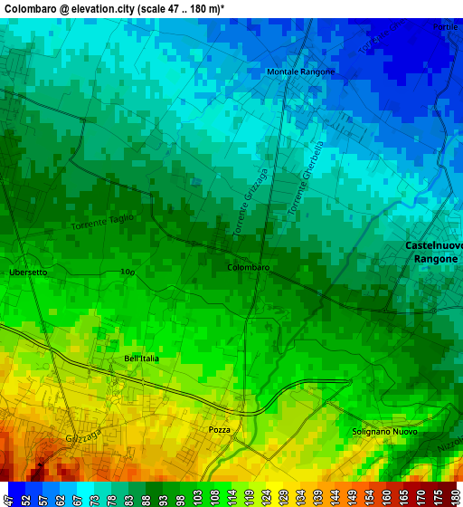 Colombaro elevation map