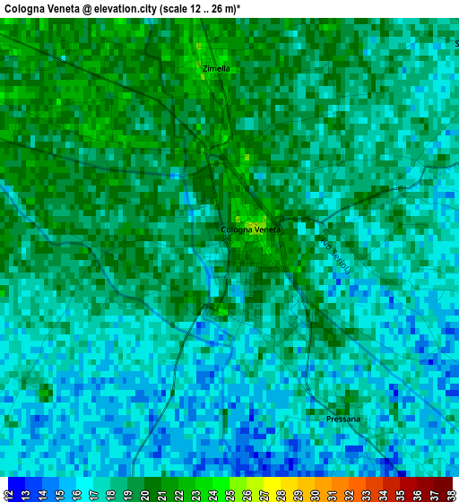 Cologna Veneta elevation map