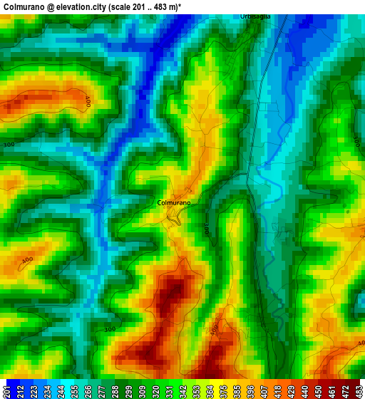 Colmurano elevation map