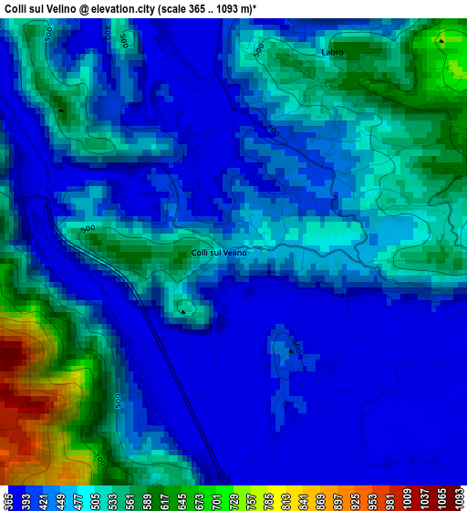 Colli sul Velino elevation map