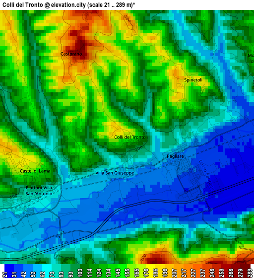 Colli del Tronto elevation map