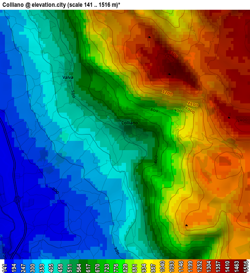 Colliano elevation map