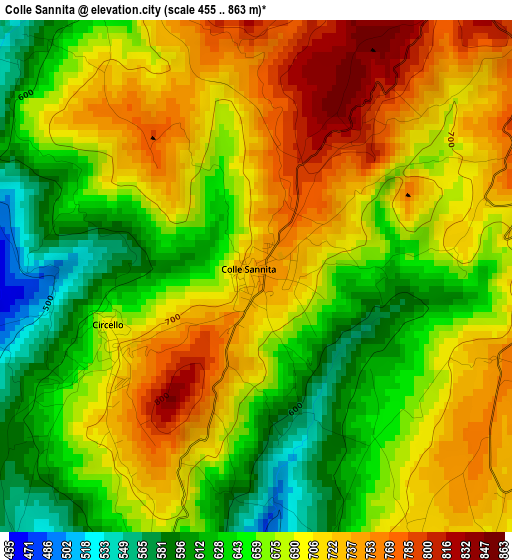 Colle Sannita elevation map