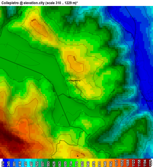 Collepietro elevation map