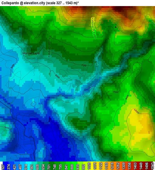 Collepardo elevation map