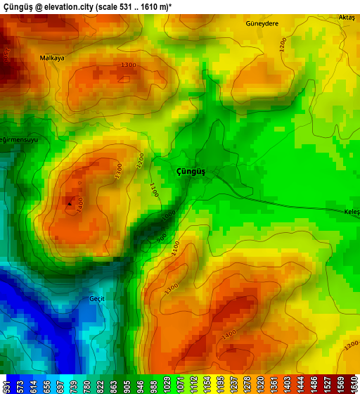 Çüngüş elevation map