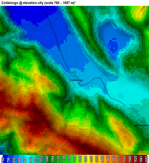 Collelongo elevation map