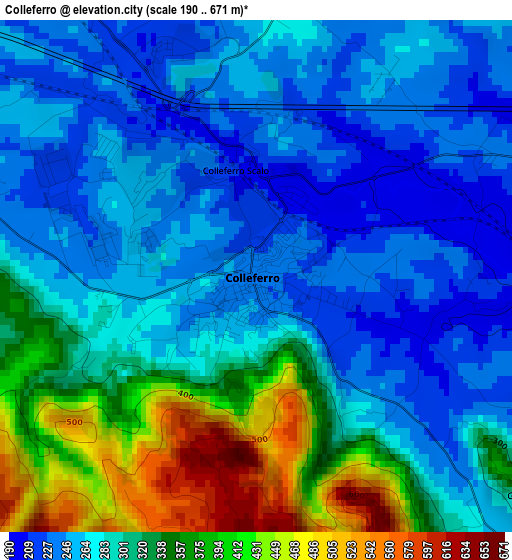 Colleferro elevation map