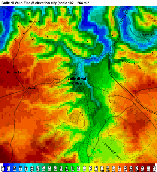 Colle di Val d'Elsa elevation map