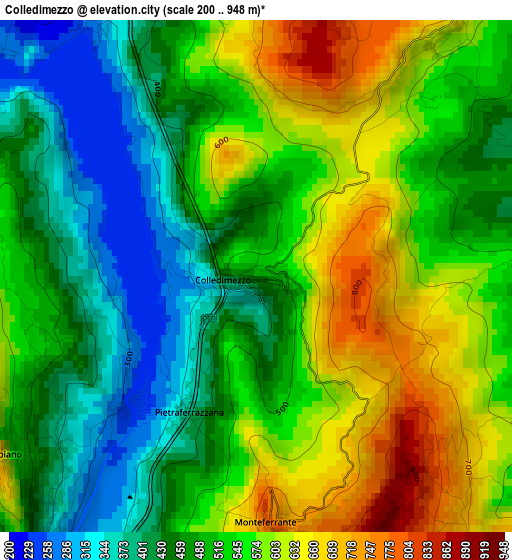 Colledimezzo elevation map