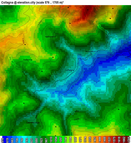 Collagna elevation map