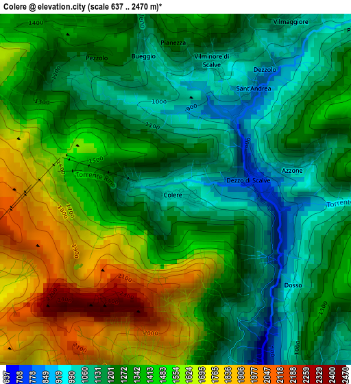 Colere elevation map