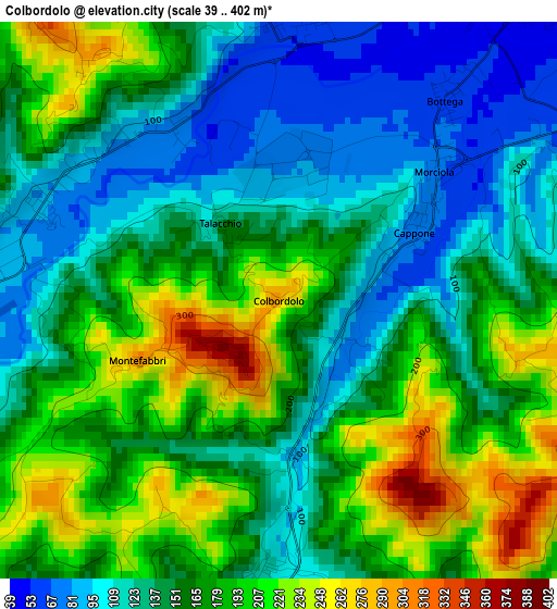 Colbordolo elevation map