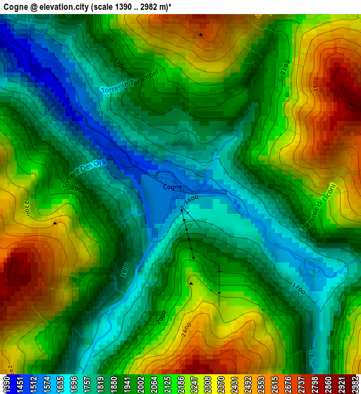 Cogne elevation map