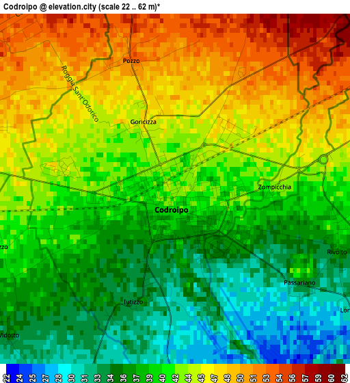 Codroipo elevation map