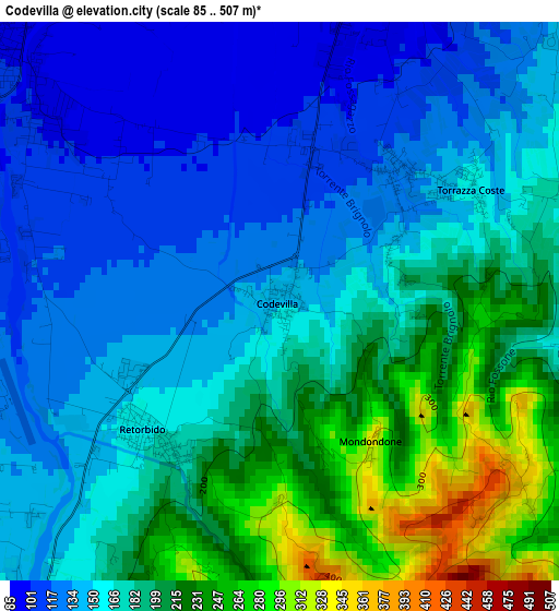 Codevilla elevation map