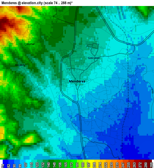 Menderes elevation map