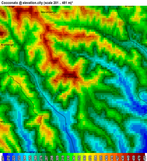 Cocconato elevation map