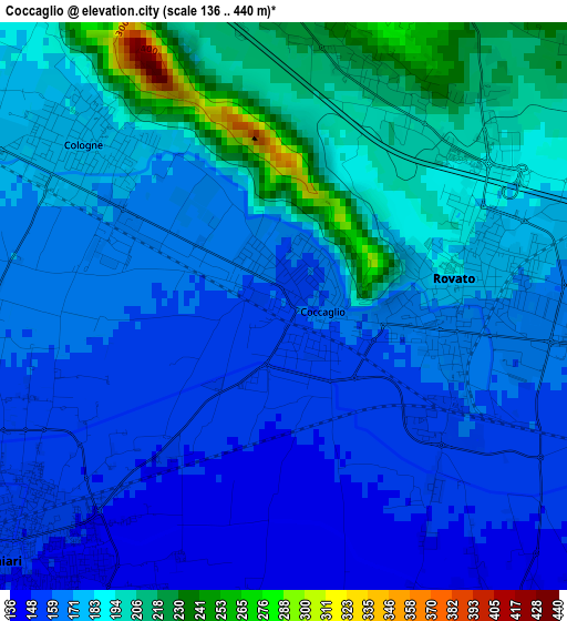 Coccaglio elevation map
