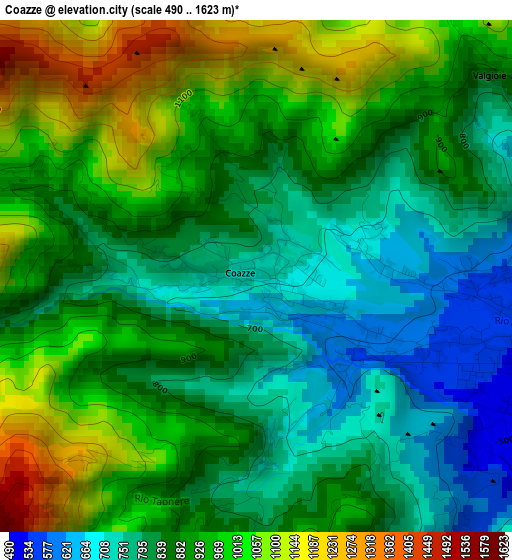 Coazze elevation map