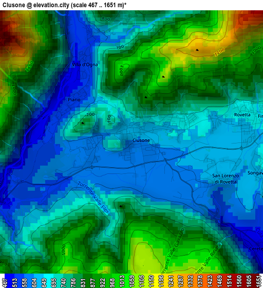 Clusone elevation map