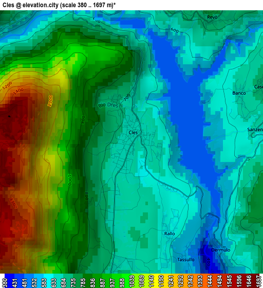 Cles elevation map