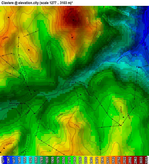 Claviere elevation map