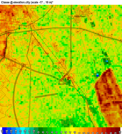 Classe elevation map