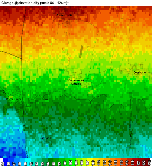 Cizzago elevation map